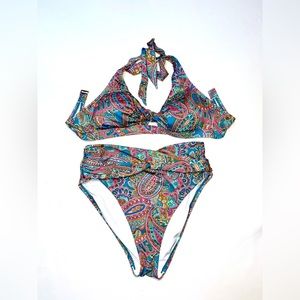 Parsley Reversible Halter Two-Piece Bikini Swim Set